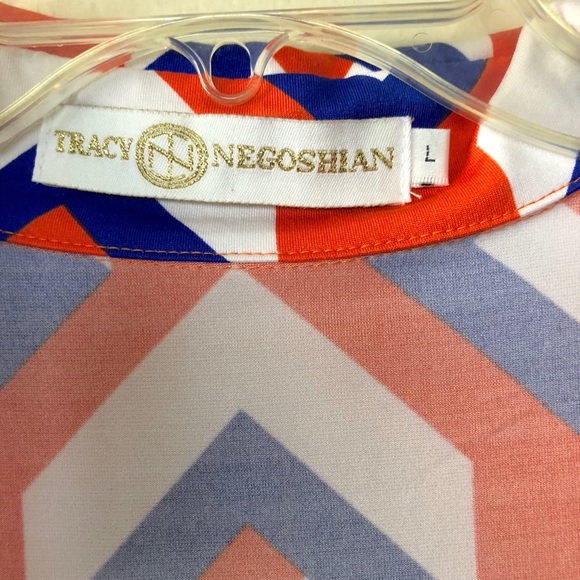 Tracy Negoshian Red White Blue Wrap Dress Sz Large - Picture 4 of 6